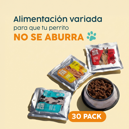 Pack 30 Sobres | Vacuno, Pollo y Salmón | Alimento Húmedo para Perros