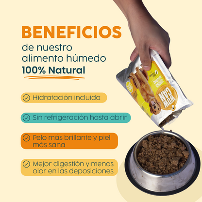 Pack 30 Sobres | Vacuno, Pollo y Salmón | Alimento Húmedo para Perros